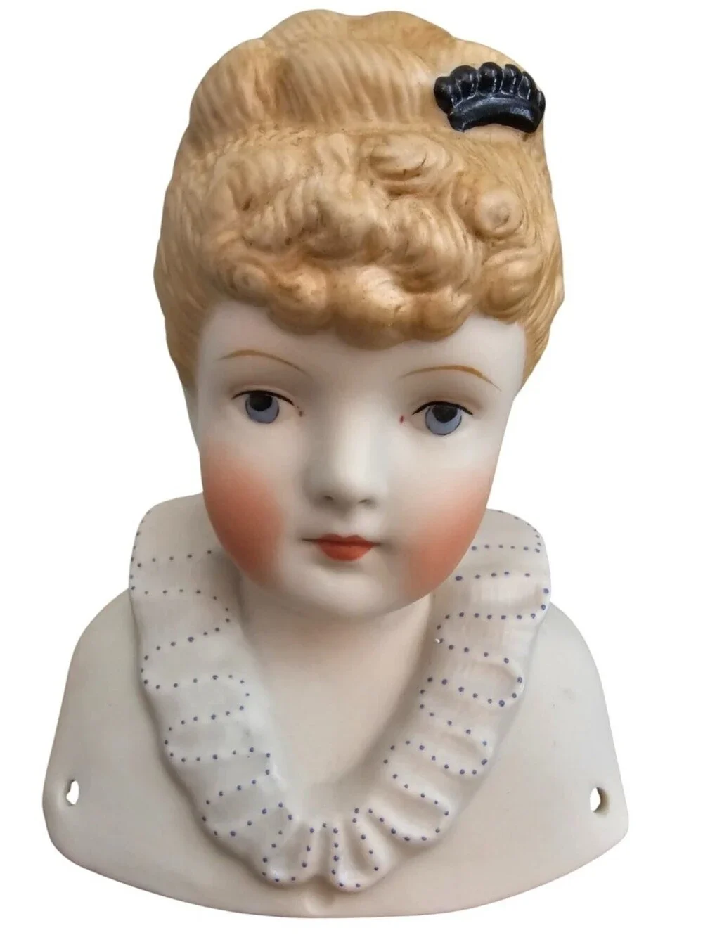 Vintage Hand Painted Bisque Doll Bust Head Intricate Victorian Woman Elizabeth